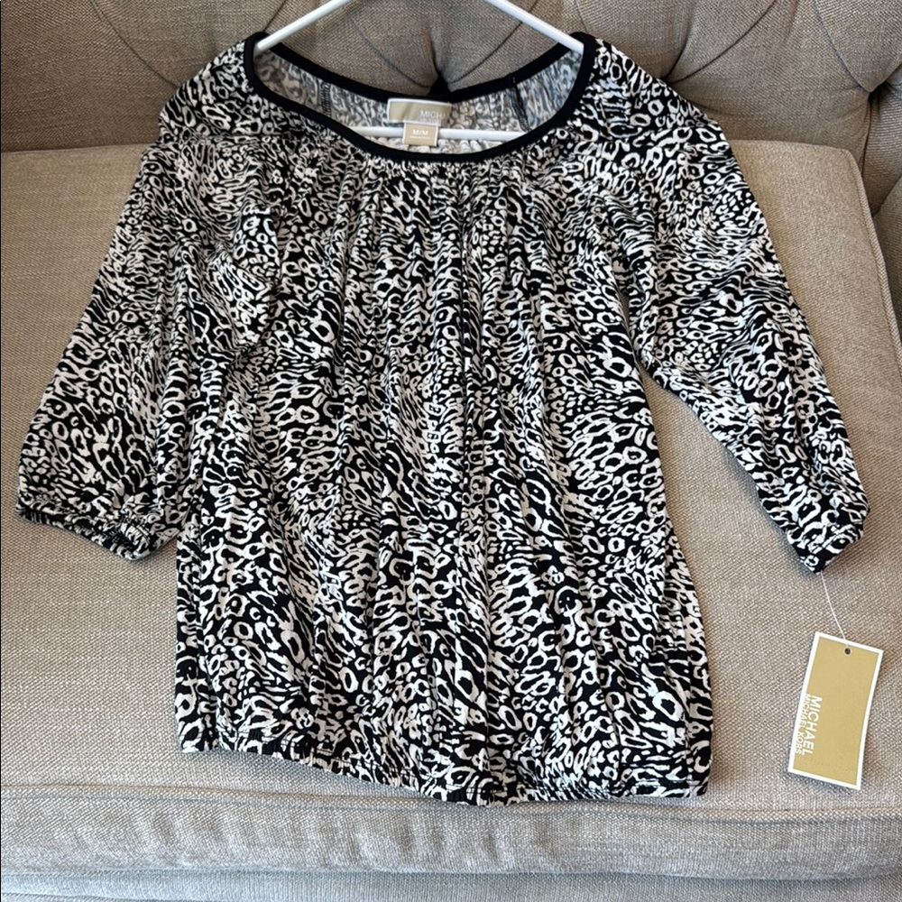 MICHAEL Michael Kors Black and White Patterned Blouse